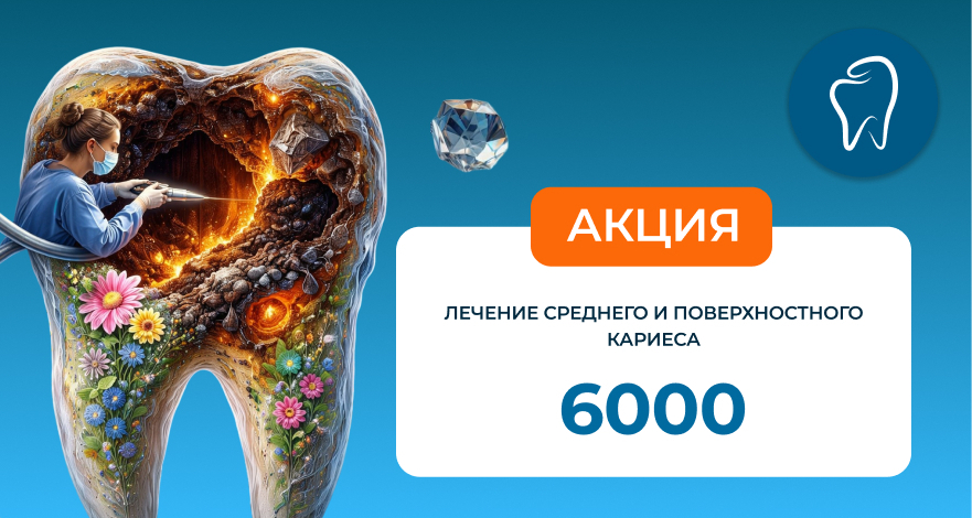 &nbsp;Лечение&nbsp; &nbsp;Кариеса поверхностного и среднего 6000 рублей